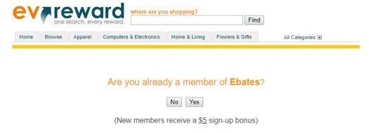 EVReward Ebates portal